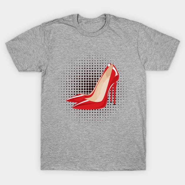 Shoe Addict Killer High Heel Red Pumps T-Shirt by Hixon House